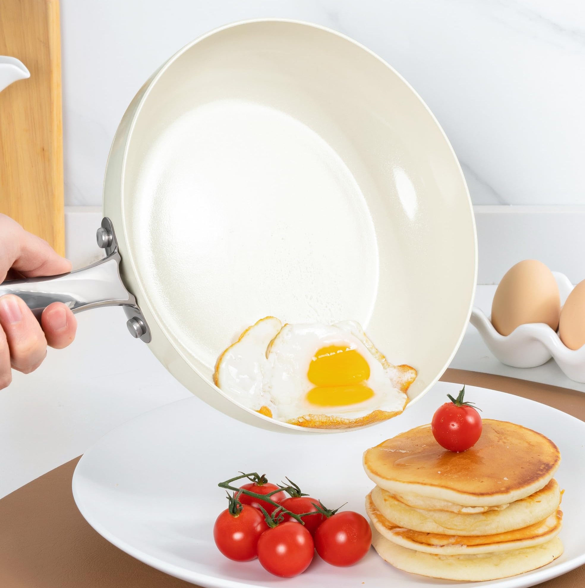 WT-FP001 frigideira prensada branca com revestimento antiaderente apto para contato com alimentos