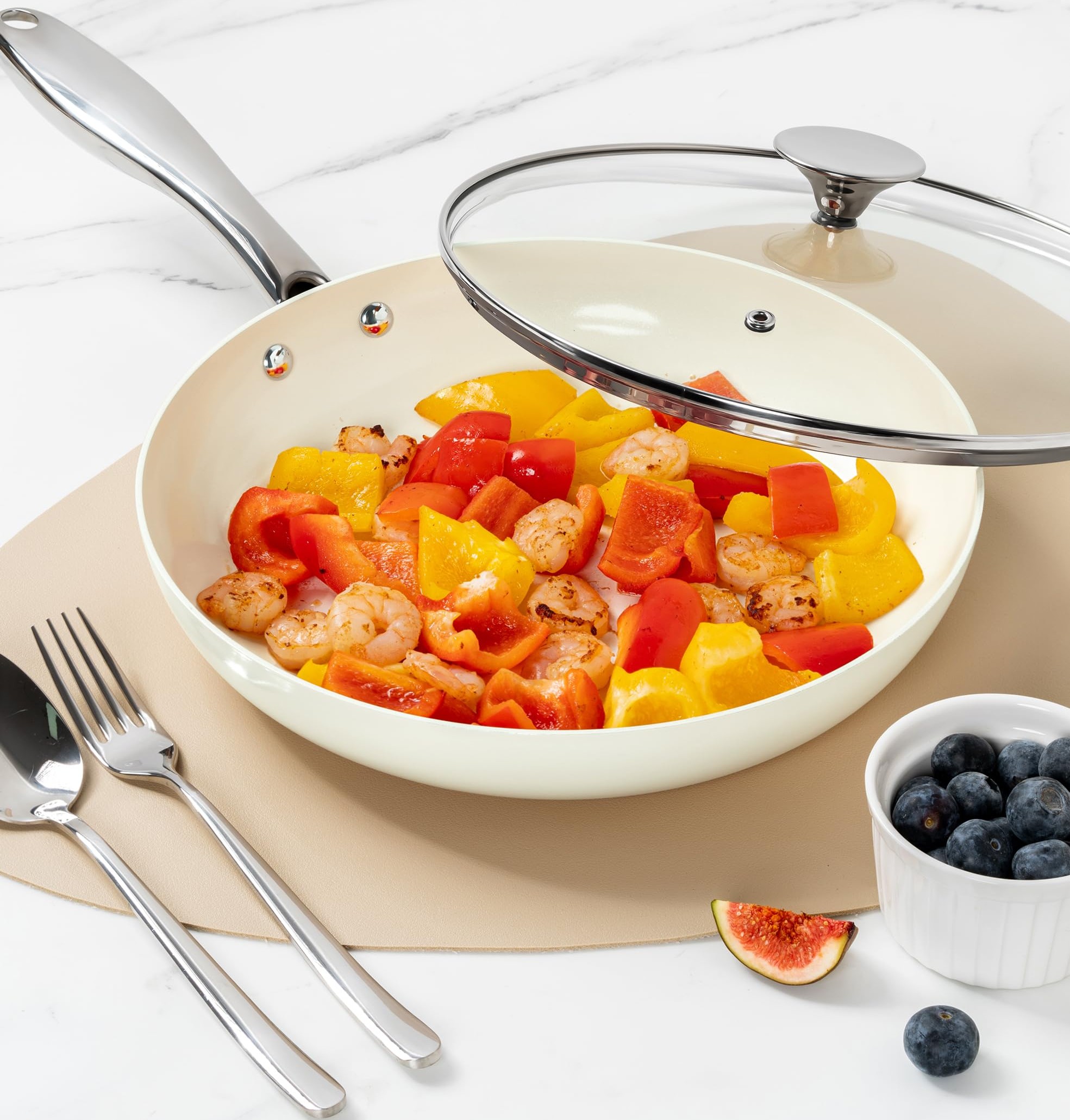 WT-FP001 frigideira prensada branca com revestimento antiaderente apto para contato com alimentos