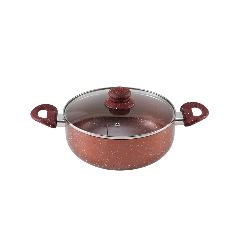 WT-SP007 Granite Non Stick Painting Induction Bottom Pressed Casserole Stockpot